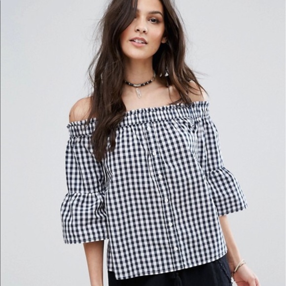 Abercrombie & Fitch Tops - Abercrombie & Fitch Gingham Top Off the Shoulder
